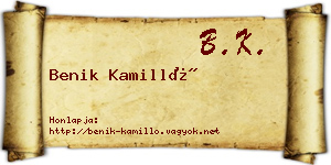 Benik Kamilló névjegykártya